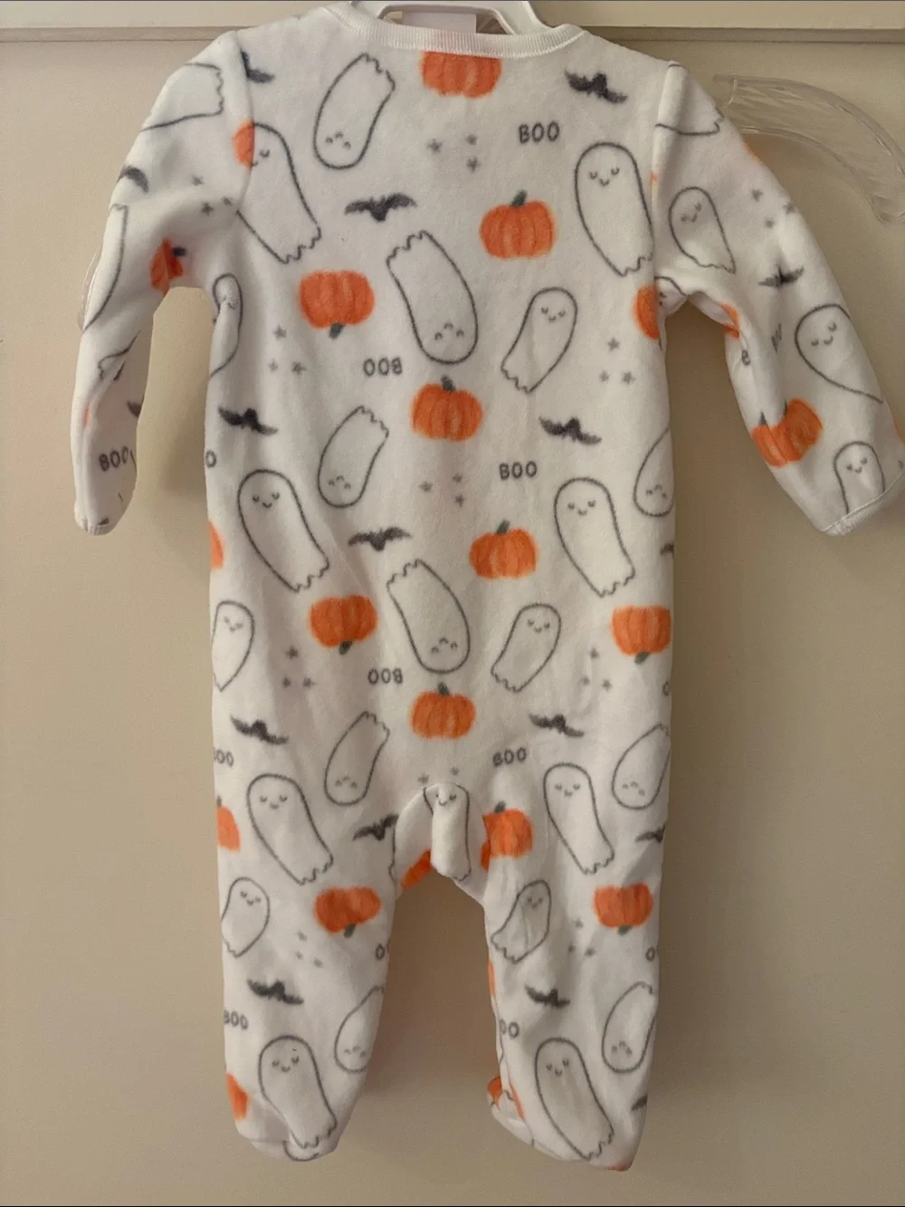 Carter's Halloween Pumpkin & Ghost Fleece One-Piece Orange/White Size 6 months